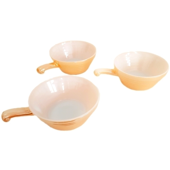 1960s Copper Tint Fire King Soup Bowls with Handles - Picture 1 of 7
